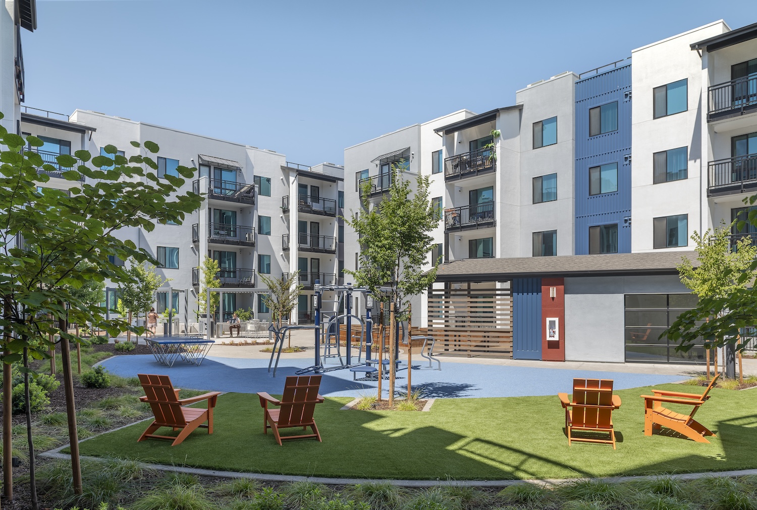 One Lake Family Apartments Courtyard