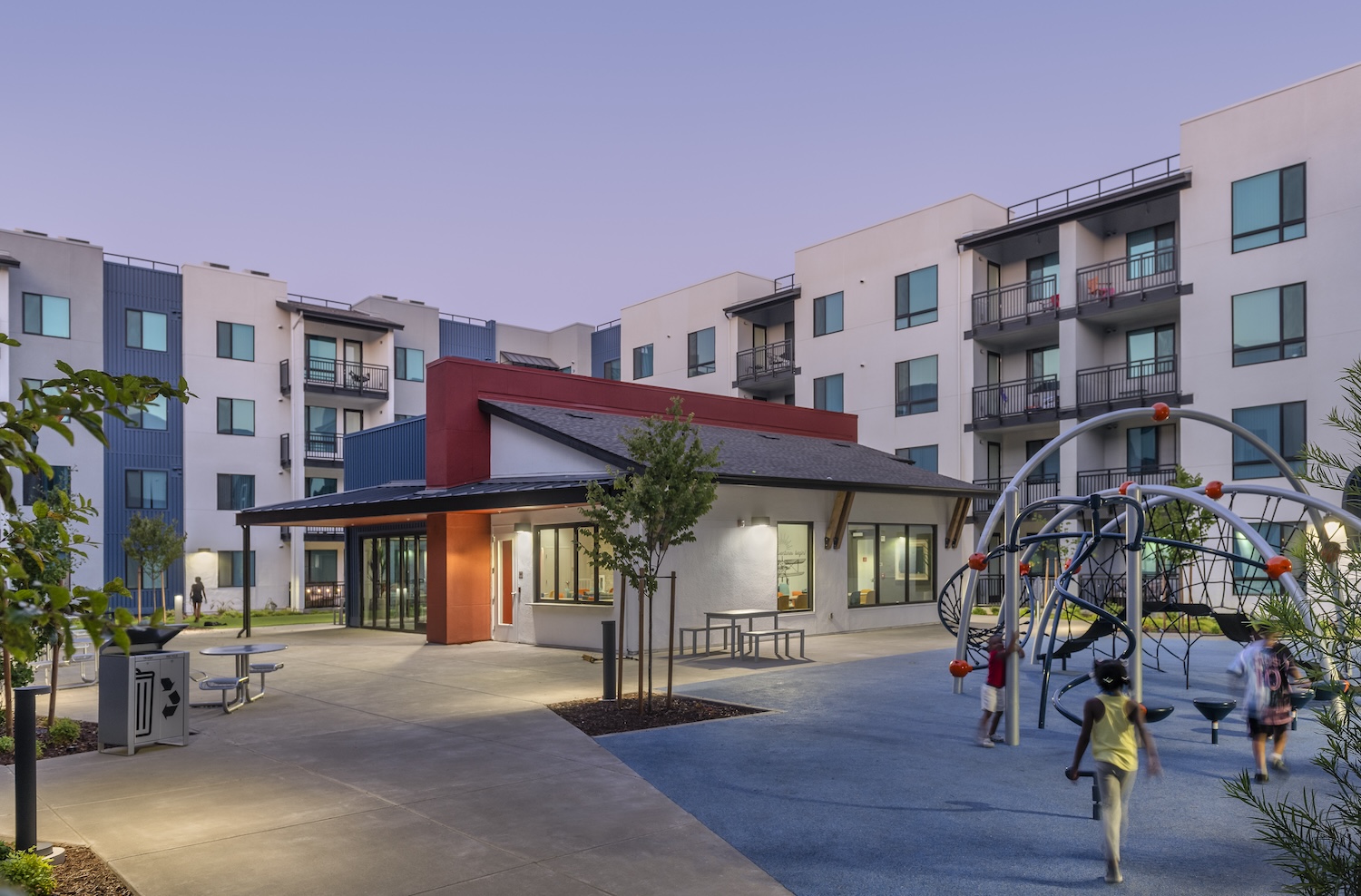 One Lake Family Apartments Courtyard